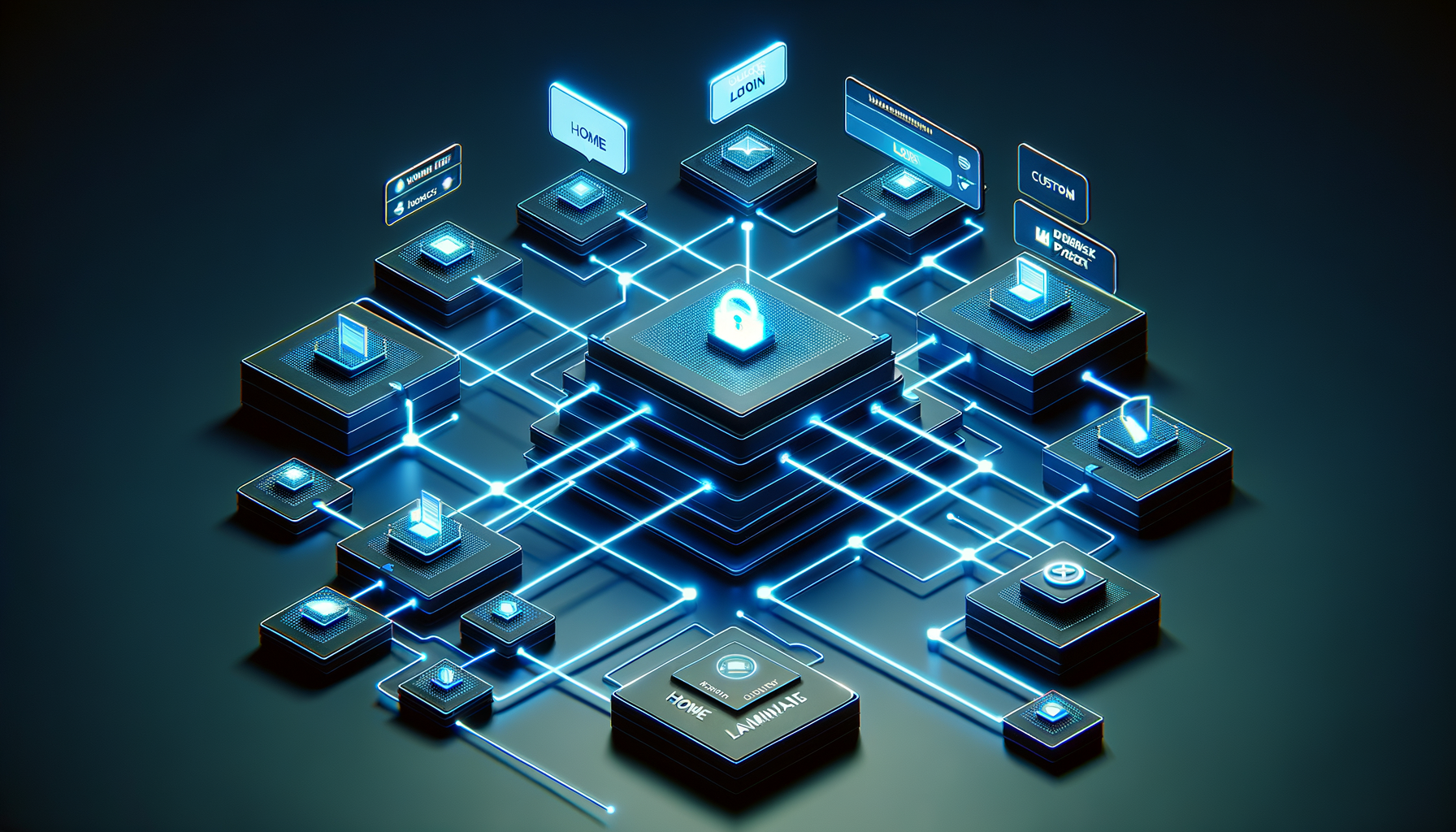 Illustration showing web traffic routing from root path to custom pages