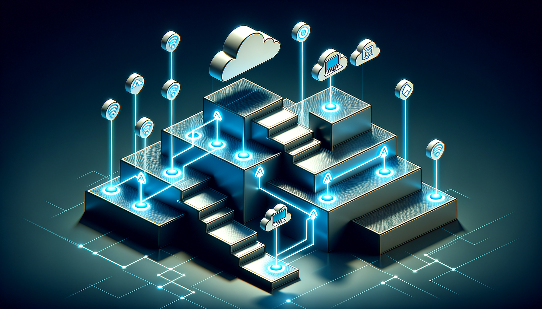 Developer onboarding journey illustration showing path from code editor setup to cloud deployment